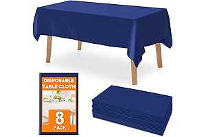 Blue Plastic Tablecloths 8-Pack, Disposable 54 x 108 Inches Table Cover