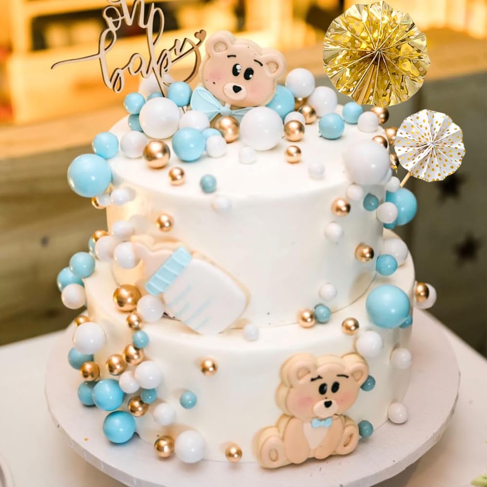 108 Stück Tortendeko Kugeln In Gold – Für Geburtstag, Hochzeit, Babyparty, Aus Schaumstoff & Draht