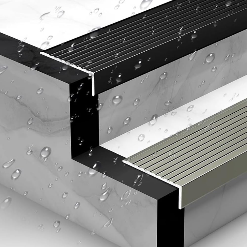 Paquete de 6 perfiles de aluminio antideslizantes para escaleras, 120 cm, protección para puerta de piscina (d 90 cm), protectores de esquina para escaleras seguras