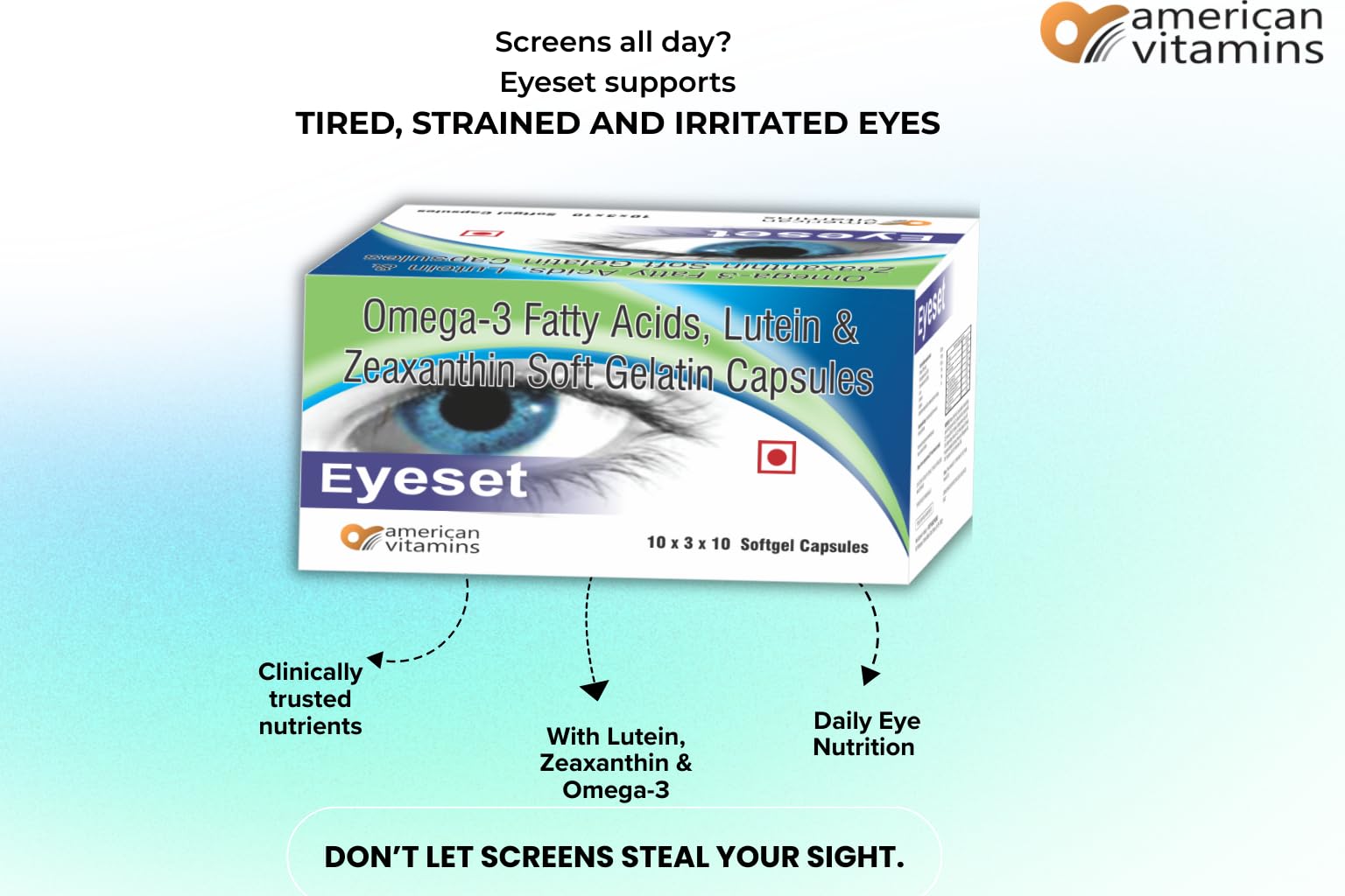 EYESET Eye Health Supplement with Omega 3, Lutein & Zeaxanthin | Supports Vision, Screen Eye Strain & Eye Wellness | Softgel Capsules || 60 Capsules — Amazon image 3