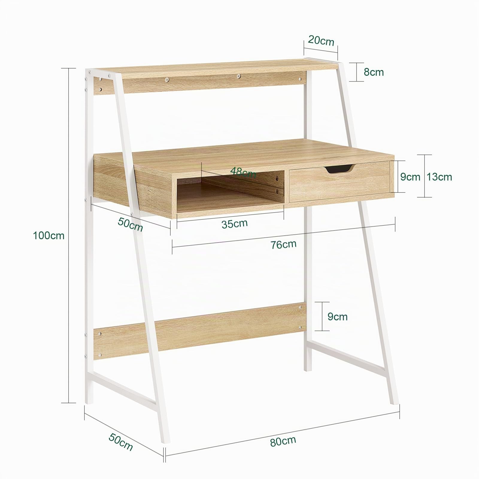 SoBuy Scrivania con Cassetto e Scaffale Portata fino a 75kg 76x75x50cm Ufficio