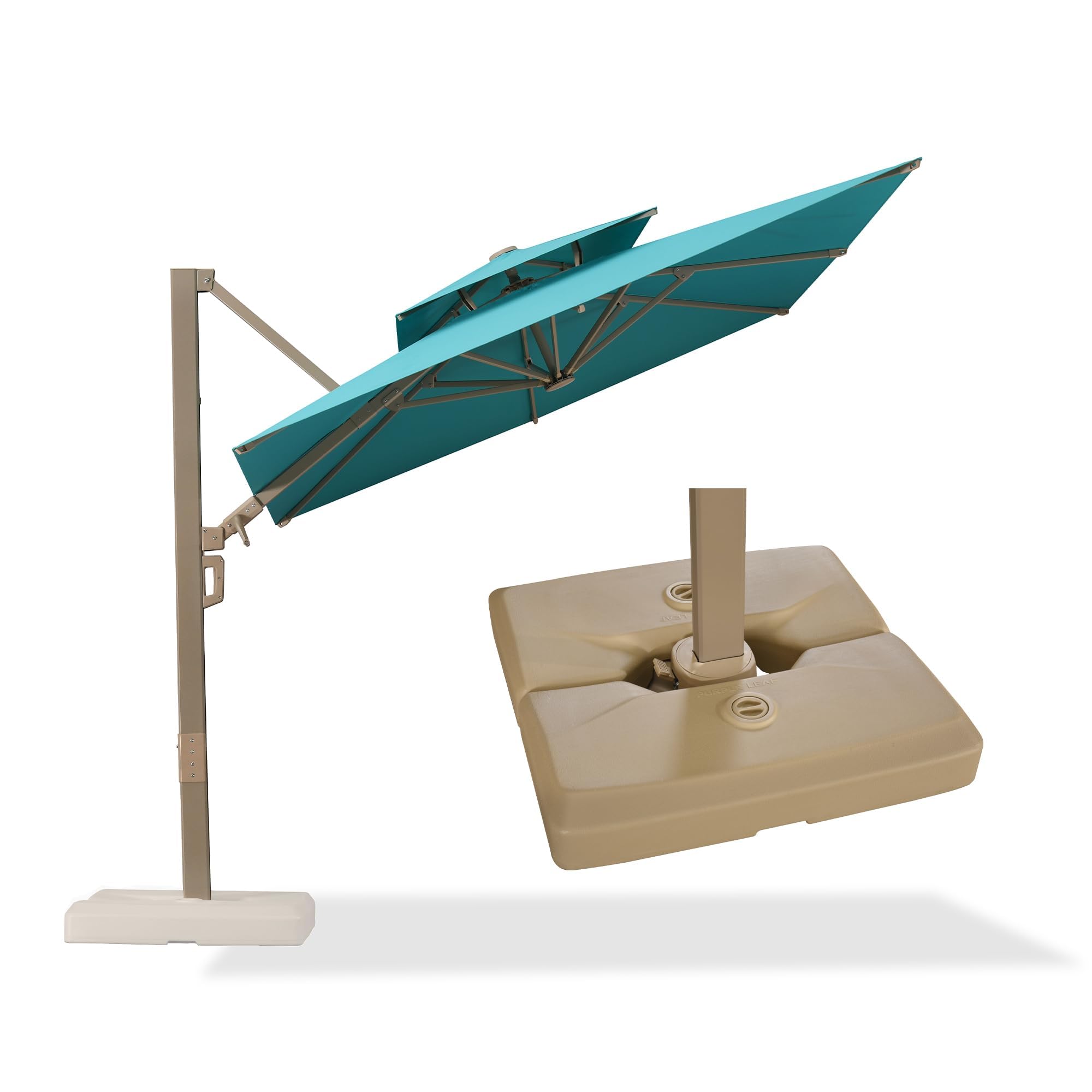PURPLE LEAF Pool Umbrella With Base 8 FT Double-Vented Canopy Turquoise