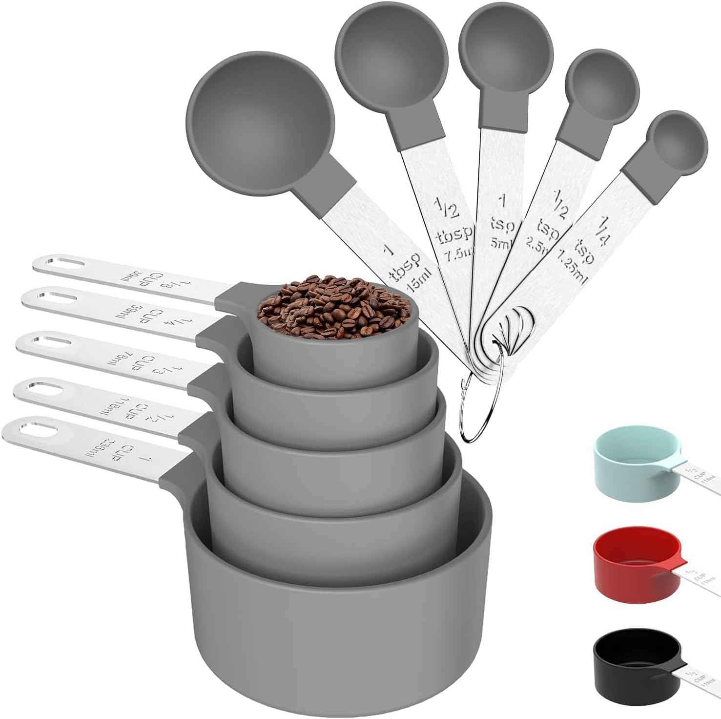 10-Piece Stainless Steel Measuring Set with Stackable Cups and Spoons ...