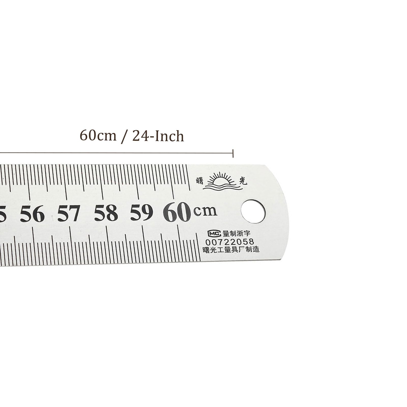 Righello in Metallo Bordo Dritto - [ 600mm 24 Pollici Metrico ] Righelli Centimetri Acciaio Inossidabile per Misurazioni Precisione, con Foro Appendere