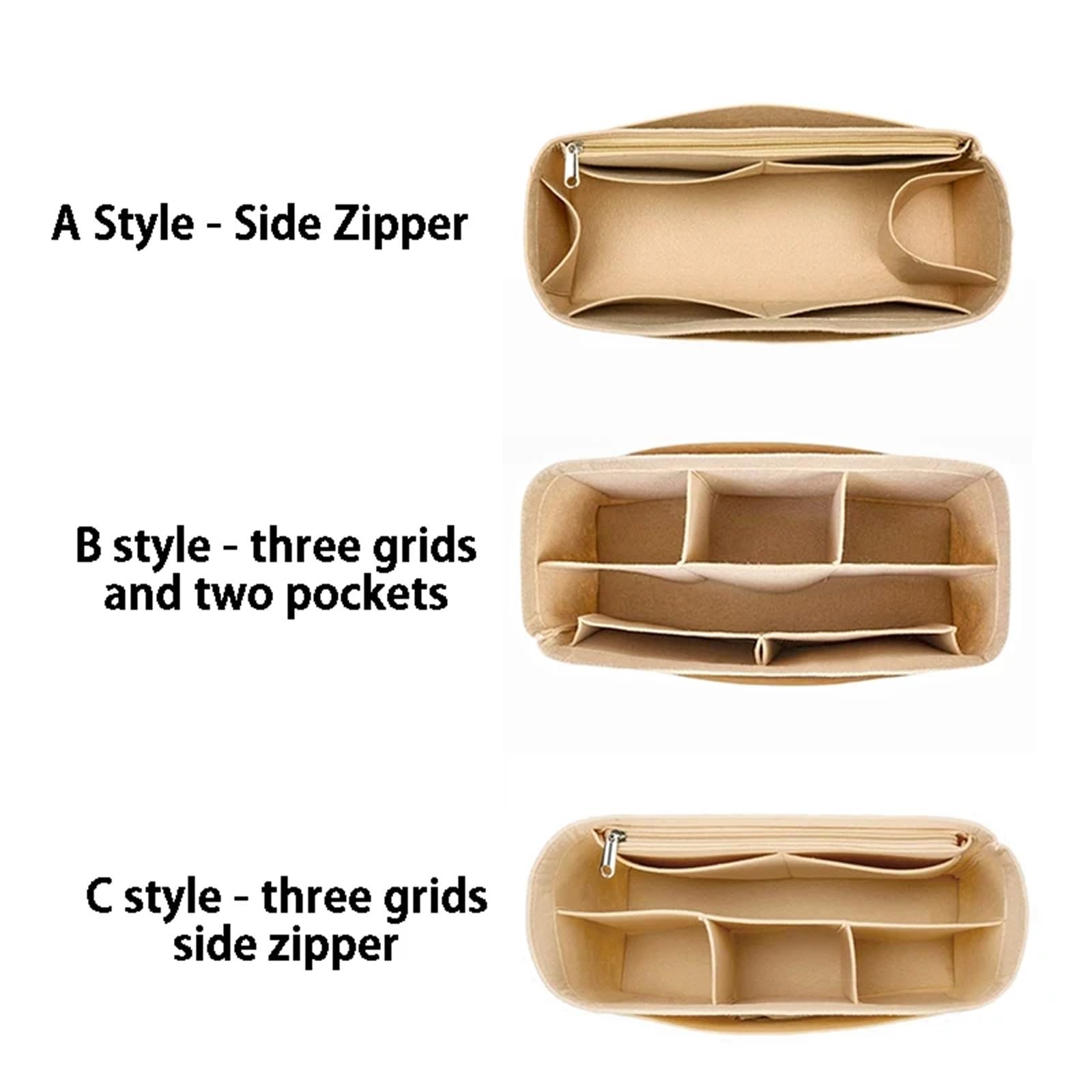 Organizadores De Fieltro Para Bolso – 2 Piezas, Negro, Con Y Sin Asa | Para Cosméticos, Teléfono, Llaves, Interior De Bolso De Mujer