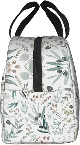 Miniatura 7 de Bolsa de almuerzo reutilizable con aislamiento térmico de hoja verde salvia de primavera para mujeres y hombres impermeable para el trabajo oficina