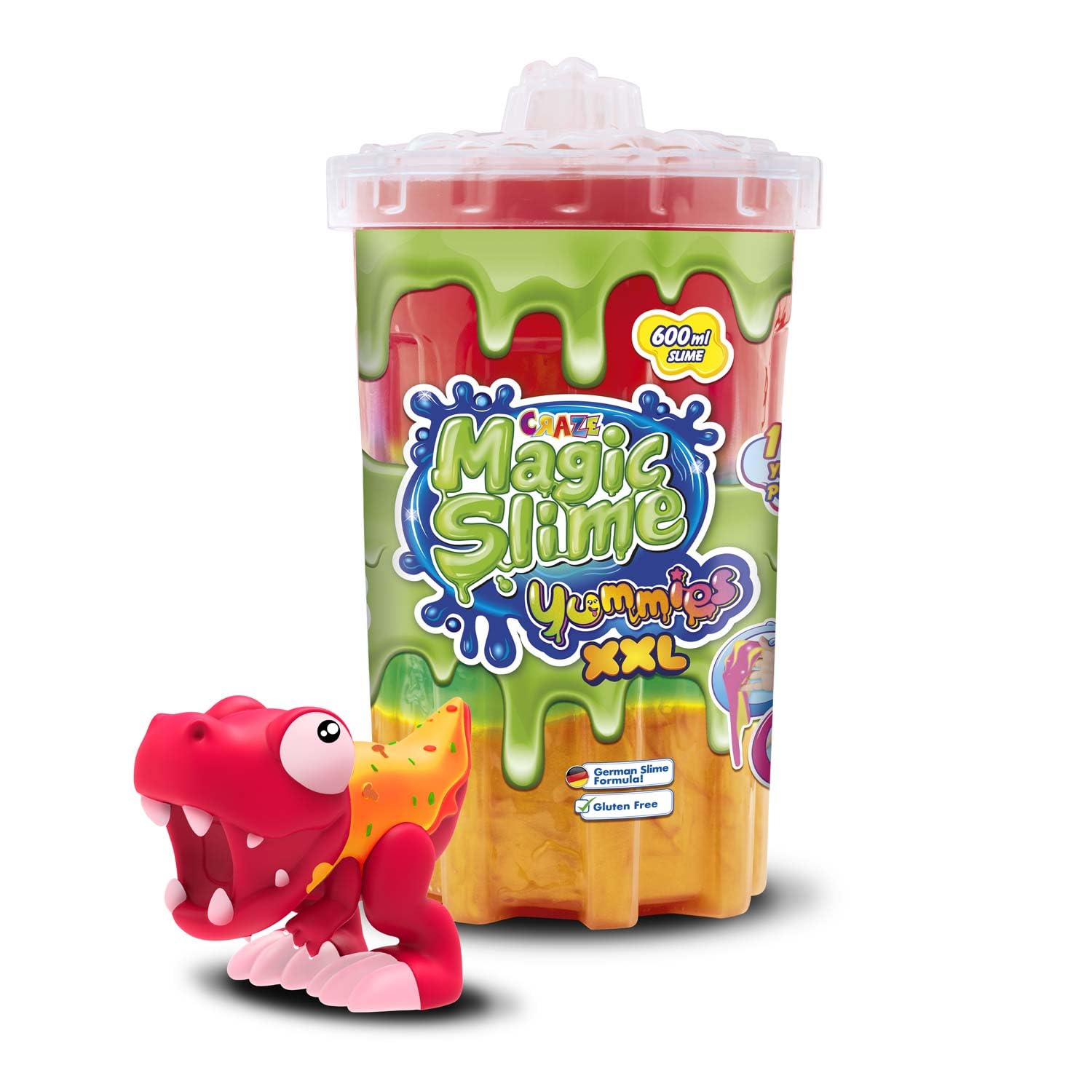 CRAZE MAGIC SLIME Yummies XL Pizzino – Colour-Layered Slime with Fun Sucker Character, slime Toy for Kids with Collectible Figures - 600 ml