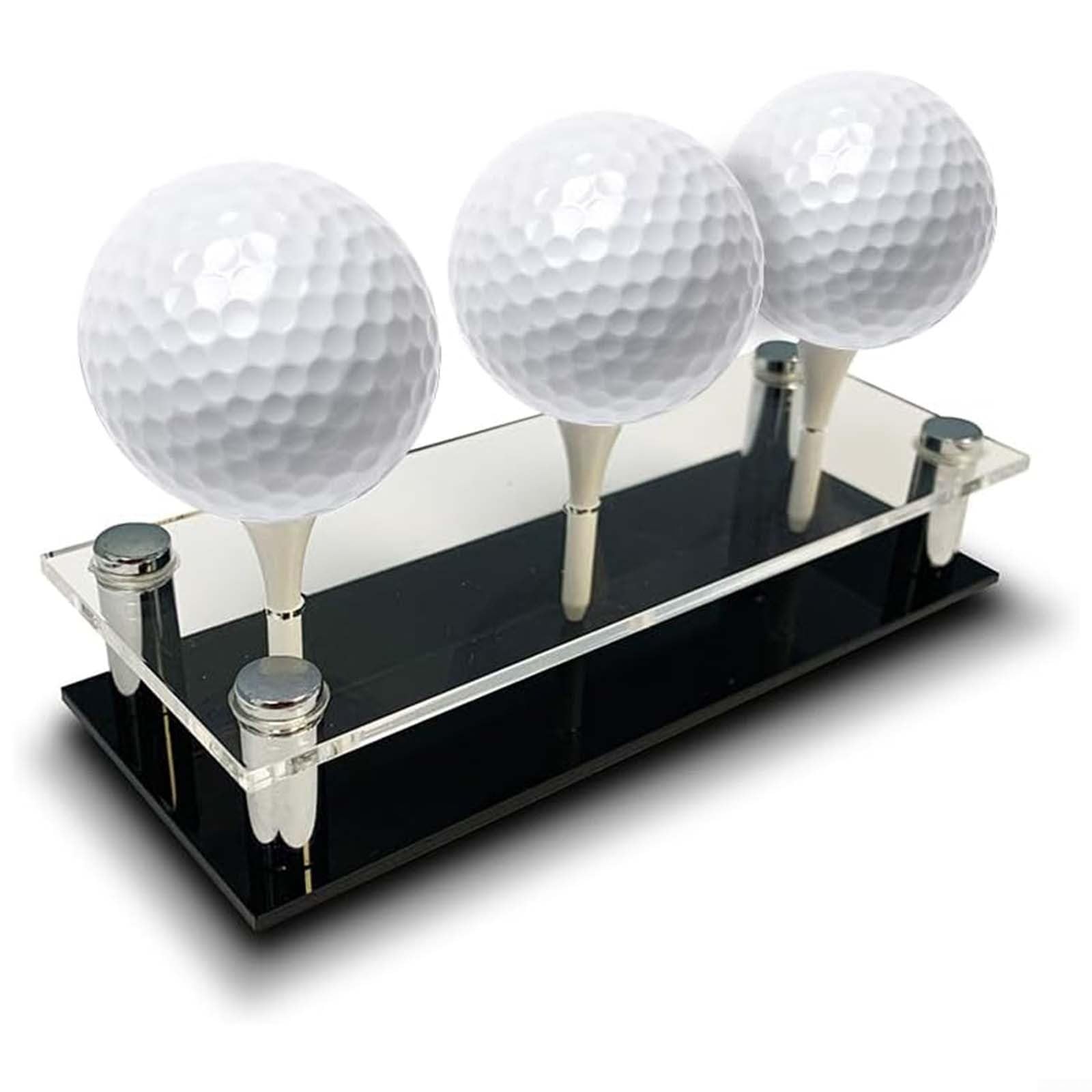 Espositore per palline da golf in acrilico con metallo e tee per 3 palline, decorazione nera per casa e ufficio per gli appassionati di golf