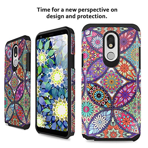 Tjs Phone Case Compatible With Lg Stylo 5/Lg Stylo 5 Plus/Lg Stylo 5V/Lg Stylo 5X [Full Coverage Tempered Glass Screen Protector] Dual Layer Hybrid Shockproof Protection Impact Cover (Mandala) #TOP6