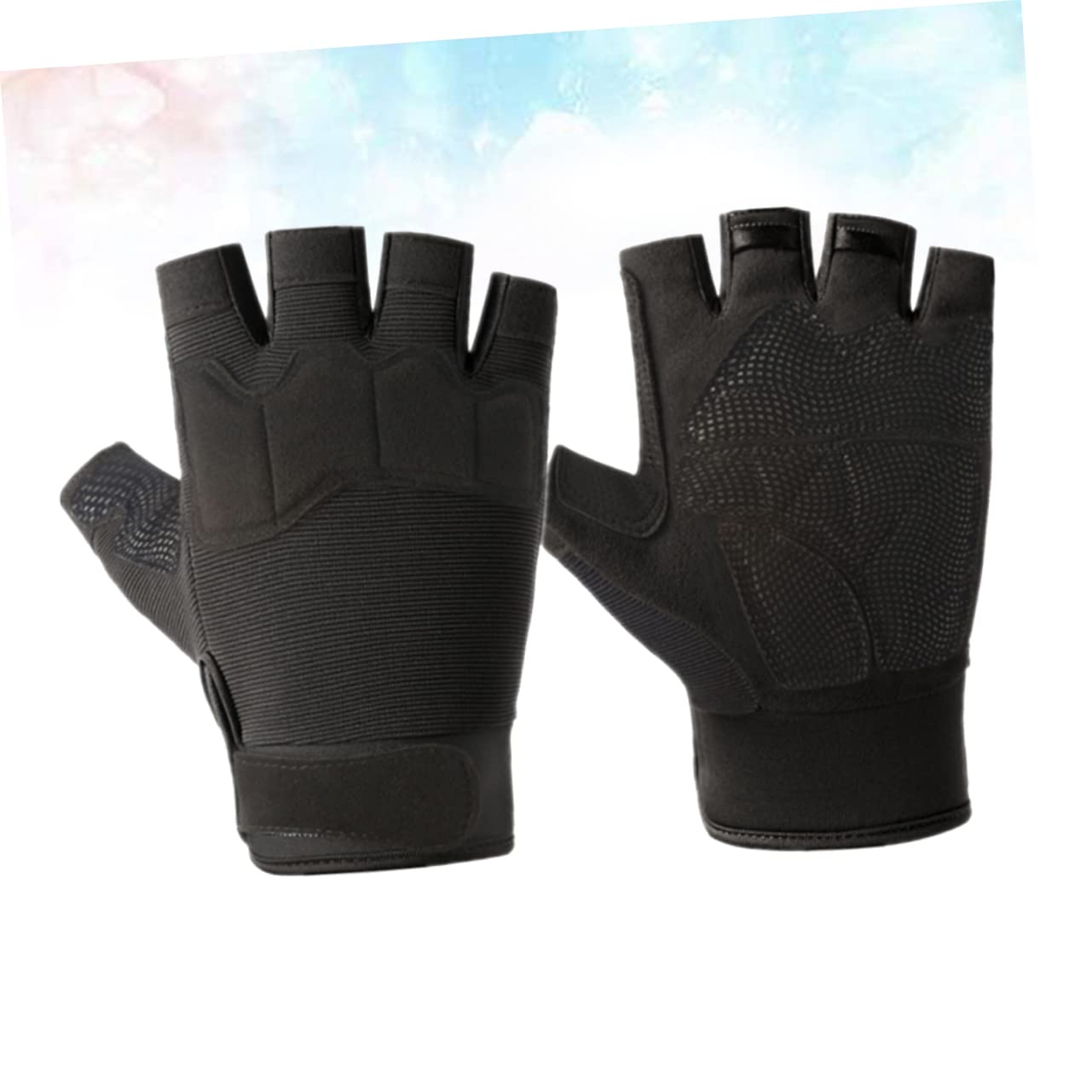 Ipetboom Men's Cut-Resistant Half Finger Cycling Gloves Non-Slip Exercise Gloves for Men Fitness Gym (Black)