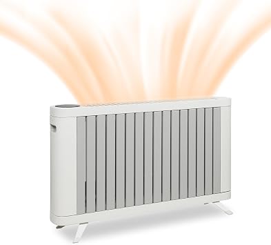 1500W White Convection Heater, Radiator Electric Heater with LED Touch Screen Control, Tip-over & Overheat Protection, 3 Heating Modes, Portable Panel Heater for Bedroom Home Office
