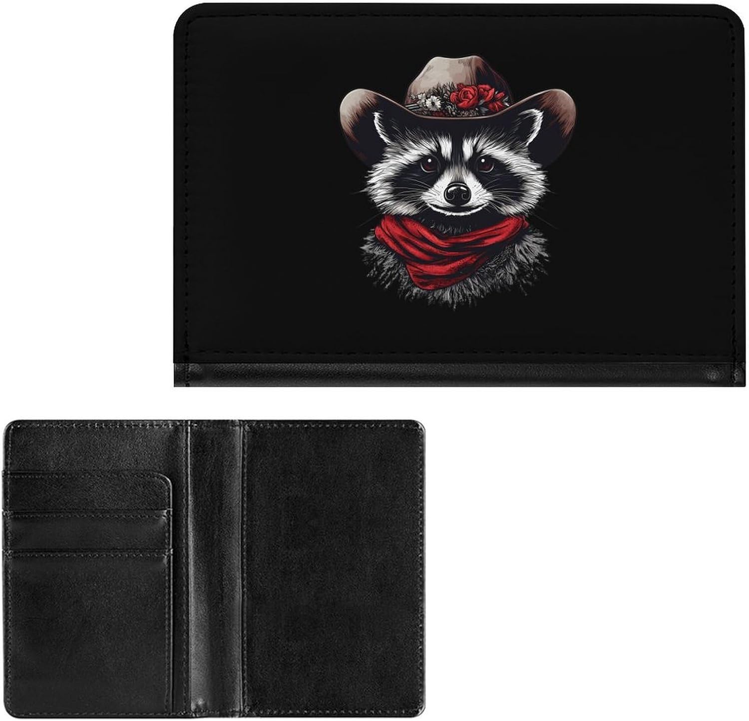 Funny Raccoon Passport Holder Cover Wallet PU Card Case Wallet Travel Accessories for Women Men image 2