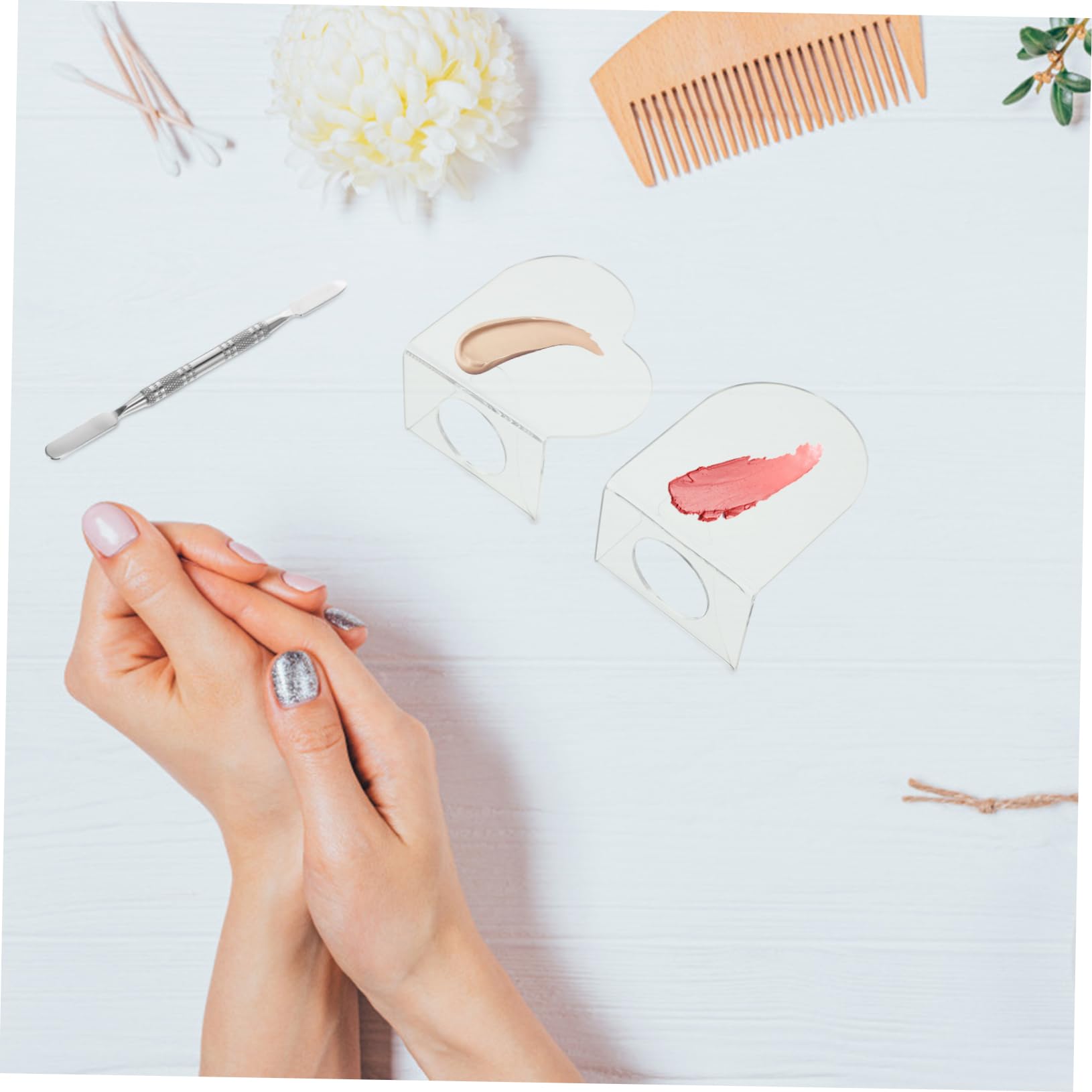 Ipetboom Makeup Mixing Palette Set 2 Acrylic for Blending Foundation Blending Board for Makeup Ideal for Salons Home Use Beginners