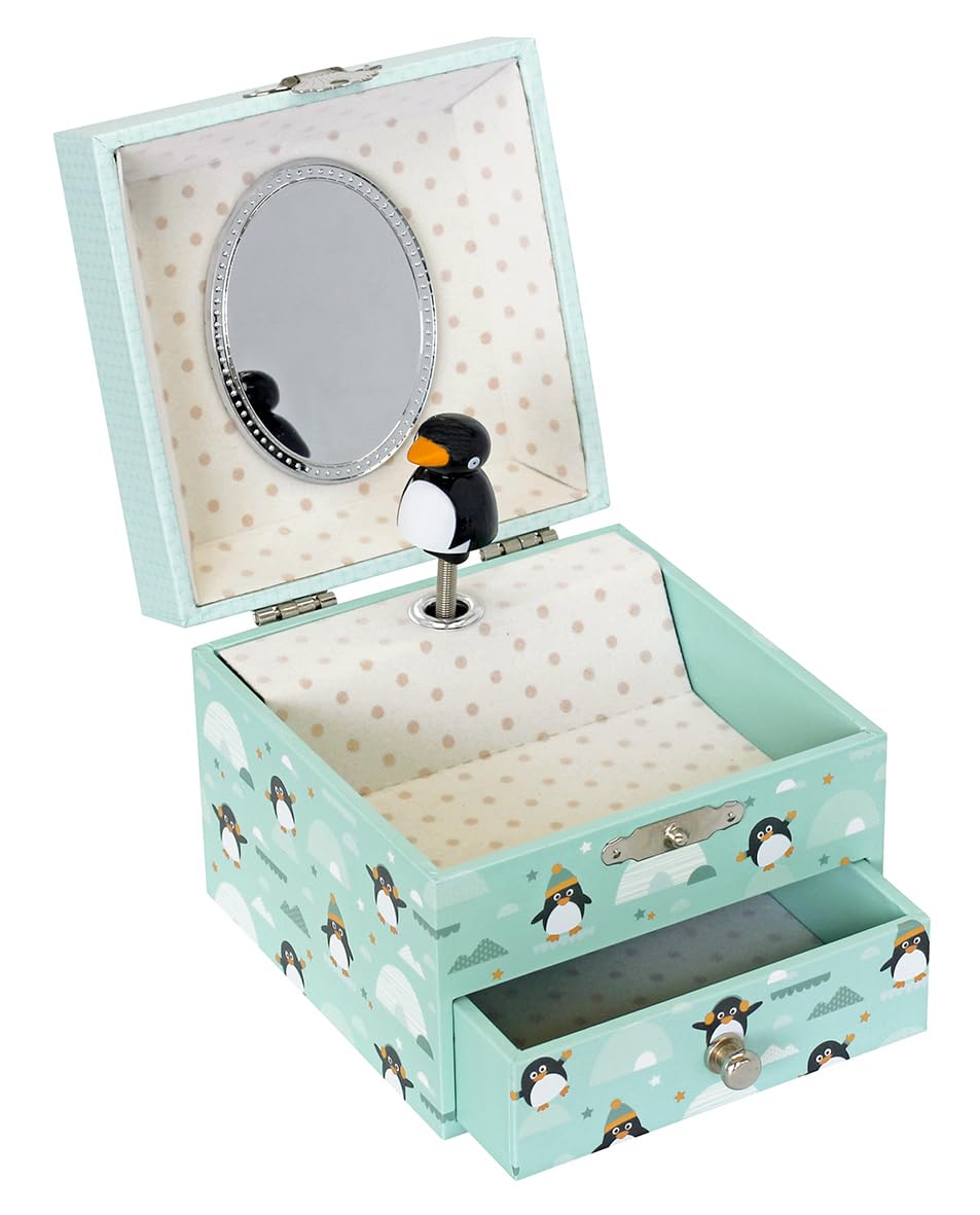 Trouselier – Penguin – Treasure Box & Musical Jewellery – Ideal Gift for Children – Glow in the Dark – Mozart Night Music – Green, S20801