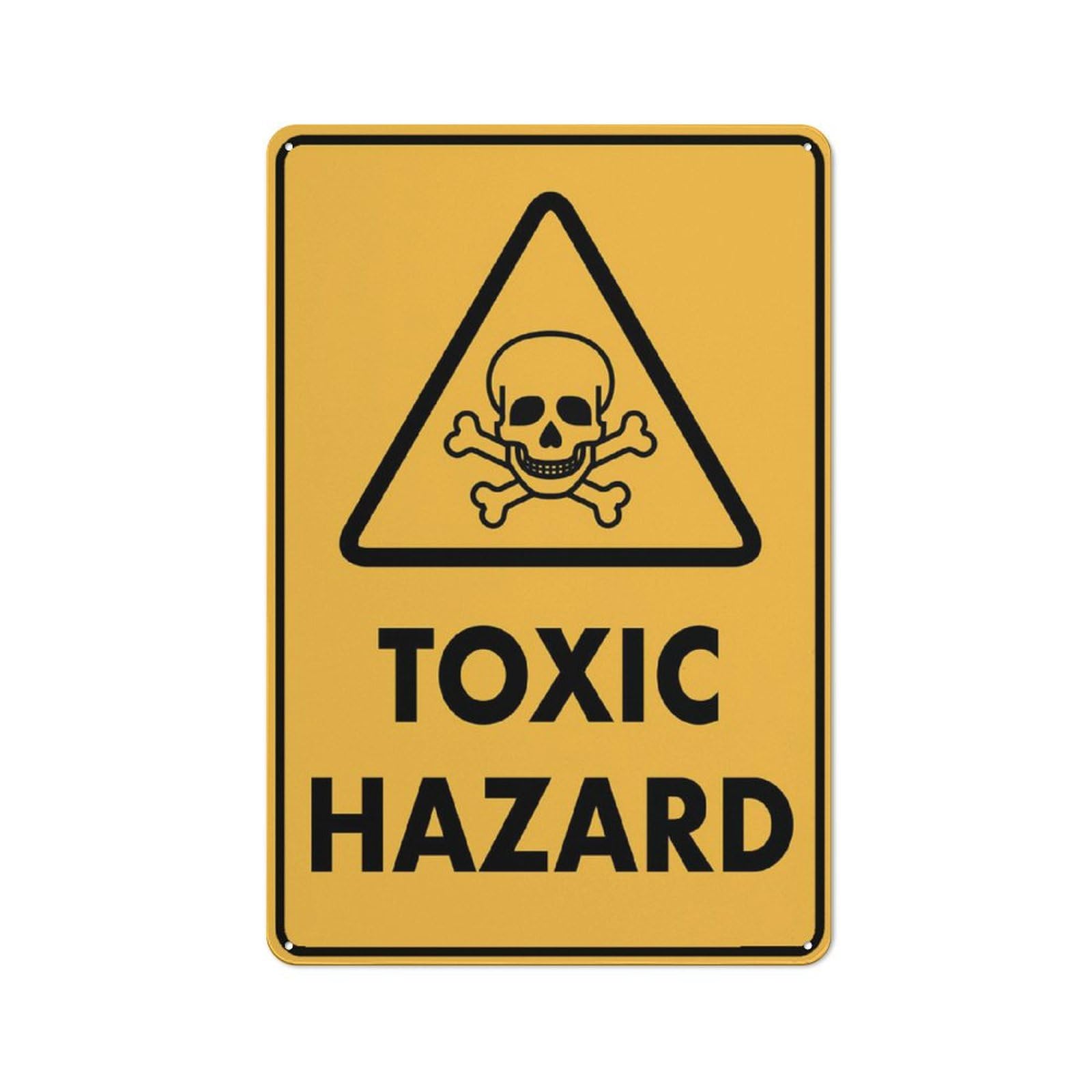 Caution - Toxic Hazard Sign, 8x12 Inch Metal Aluminum, Pre-Drilled Holes for Easy Mounting, Indoor/Outdoor Use for Fence, Door, Gate