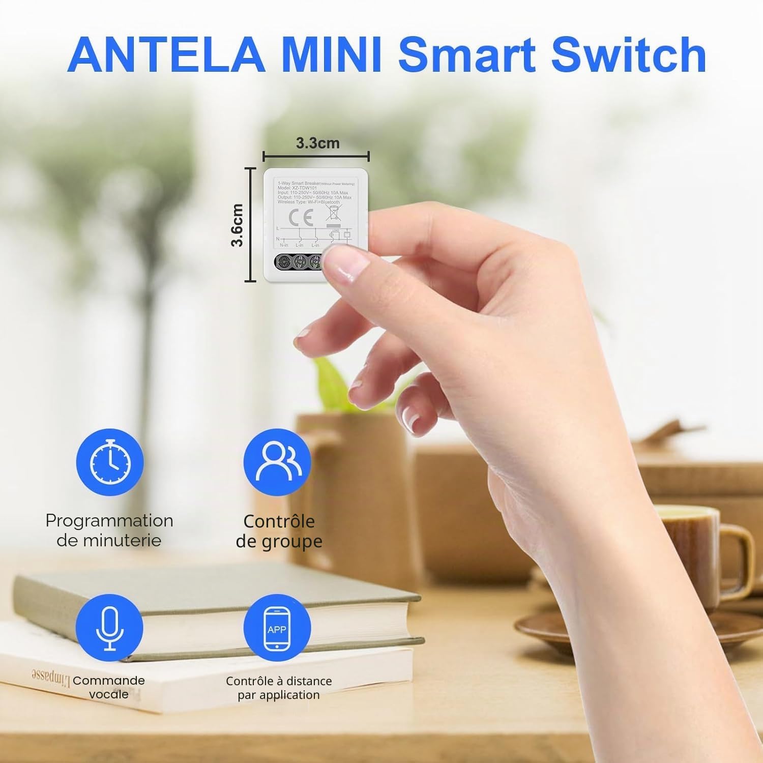 Interrupteur Relais Intelligent WiFi et Bluetooth 10A 1Canal ANTELA | compatibel avec Alexa, Smart Life APP, 8PCs
