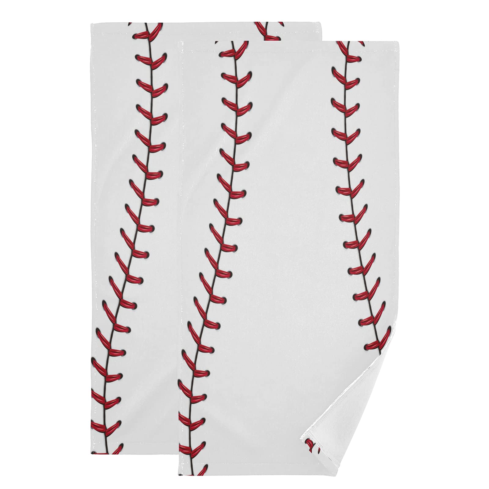 AUUXVA Sports Baseball Print Hand & Face Towels (Set of 2), Soft & Absorbent, 28x14 in