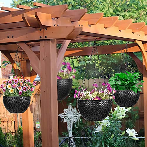 Foraineam 4 Pack Black Hanging Planters thumb #4