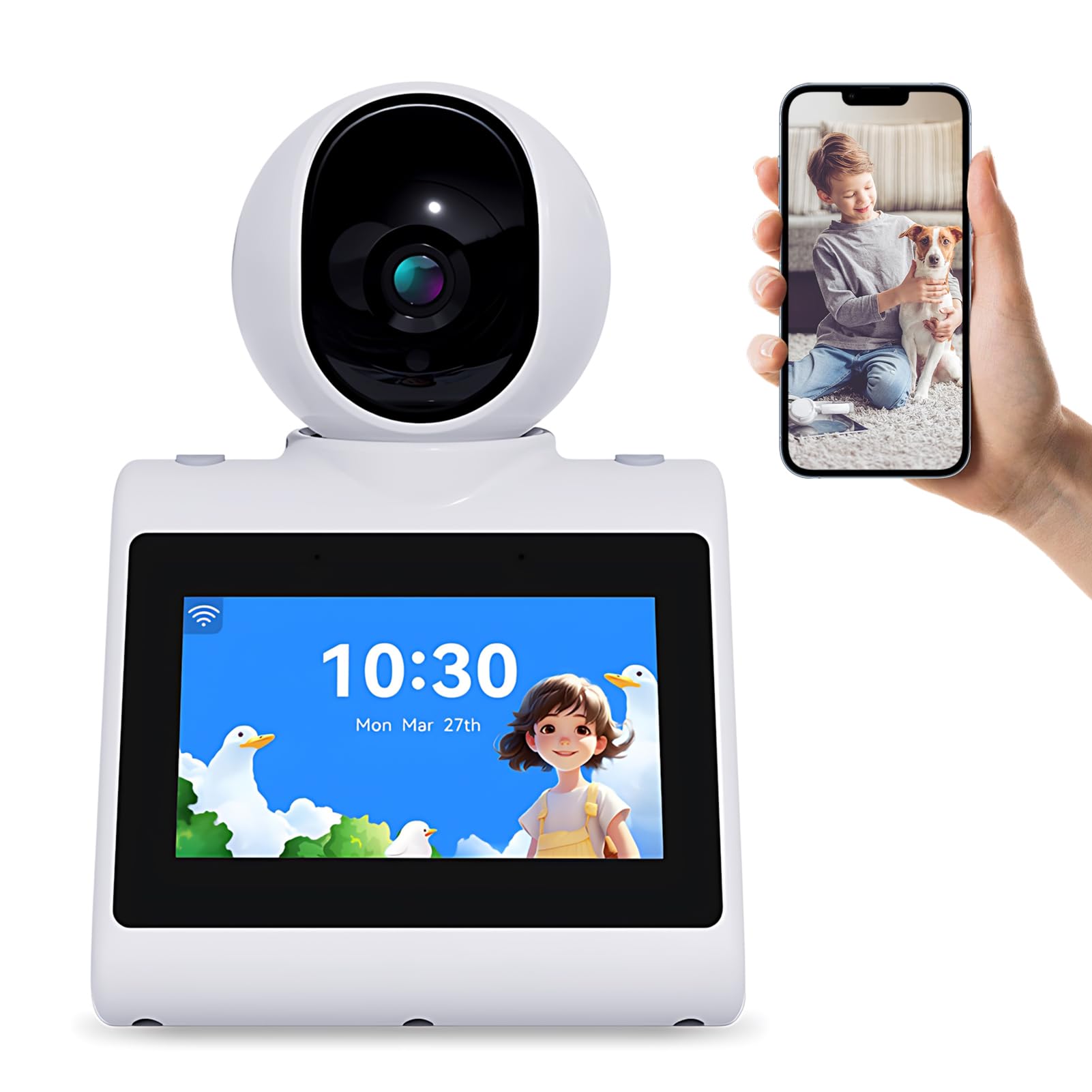 Bewinner 2K Security Camera with HD Screen, 2 Way Video Calling Smart Camera, Pet Camera with Speaker