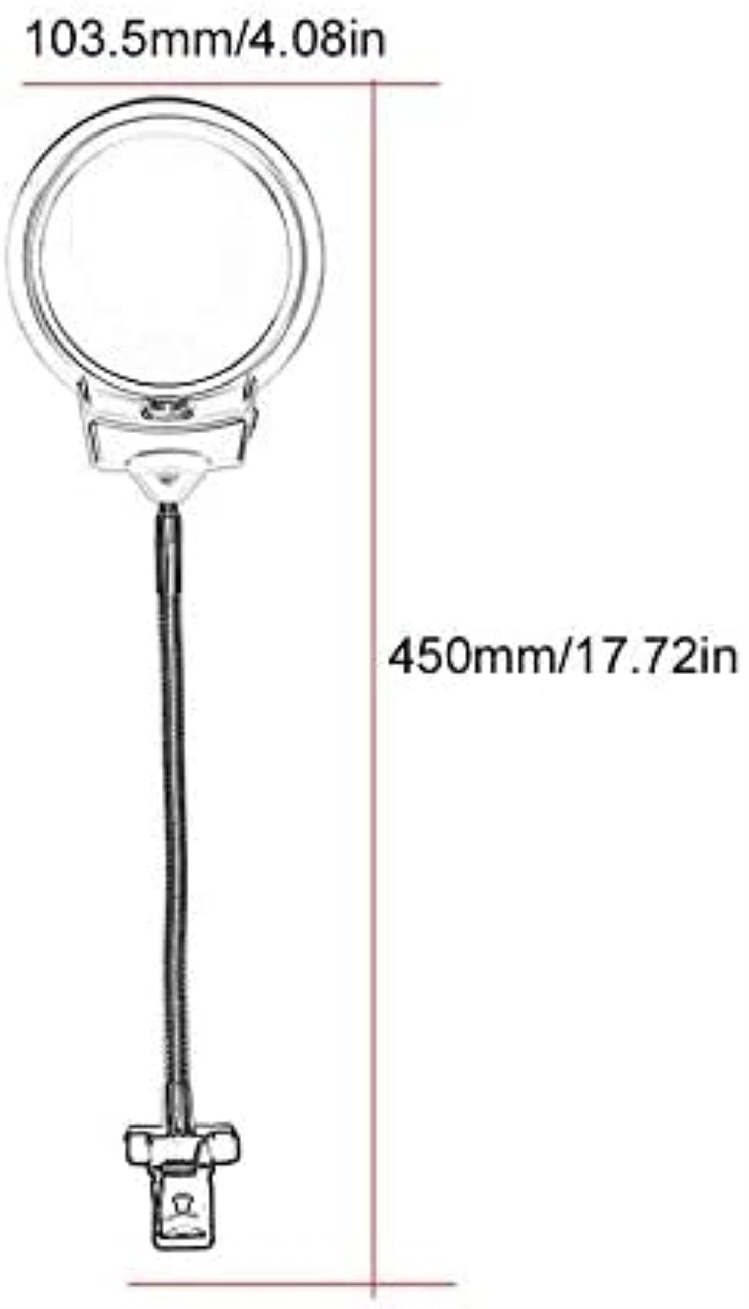 Lupa de sobremesa con Clip para Escritorio, Lupa iluminada, Lupa de Lectura, Manguera de Metal, lámpara con luz LED, Lupa de sobremesa con Abrazadera, Color Plateado