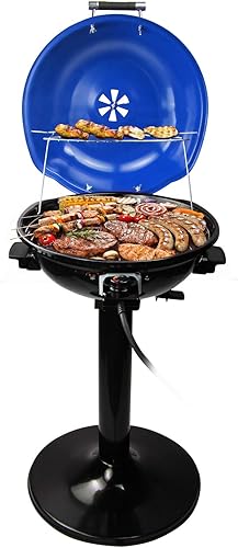 Techwood - Parrilla eléctrica para barbacoa de 15 porciones para interiores y exteriores, diseño de doble capa, parrilla portátil extraíble de 1600W