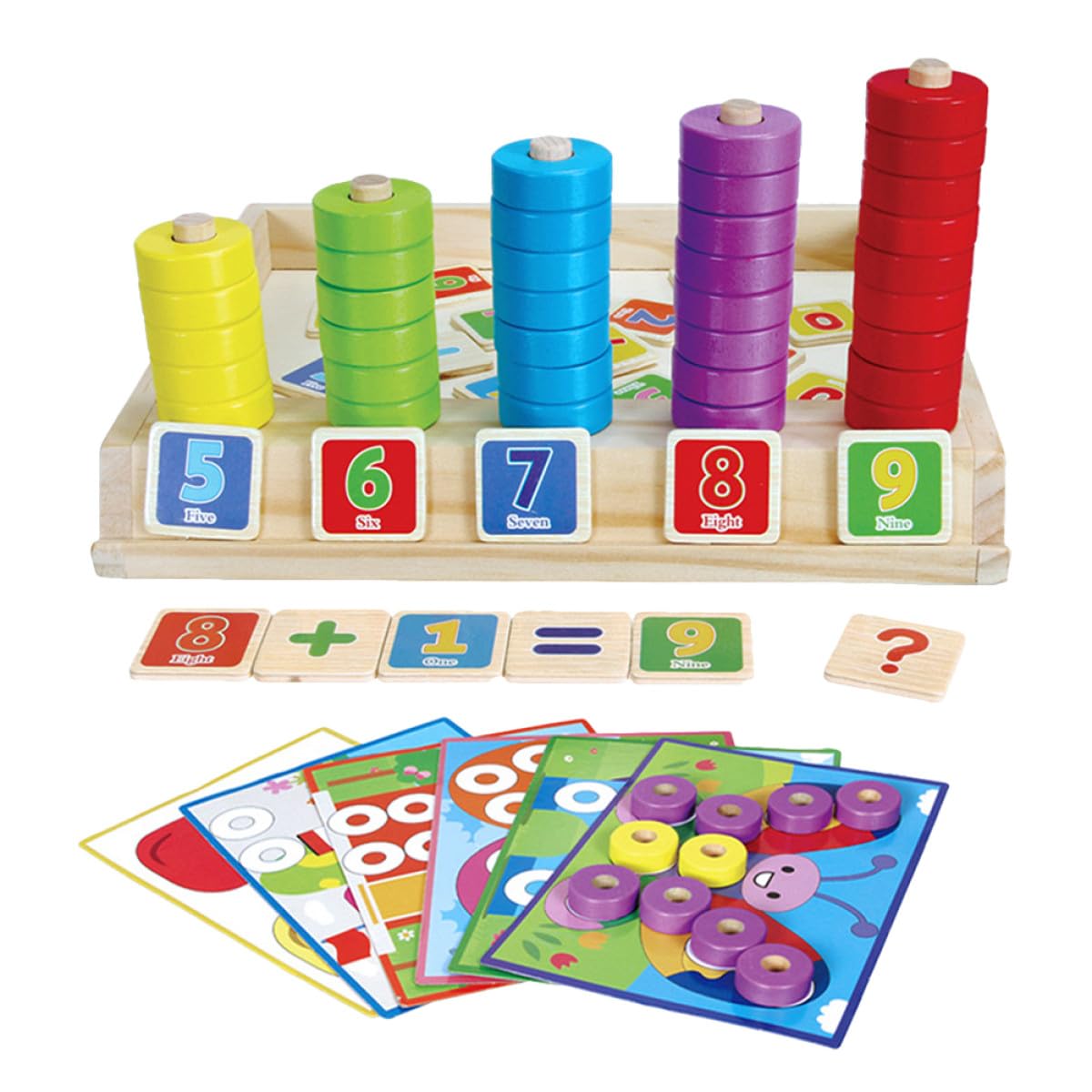 Gatuida Gioco Educativo in Legno per Bambini Puzzle Numerici e Blocchi Aritmetici Multifunzione per Sviluppare Creatività e Capacità di Problem Solving