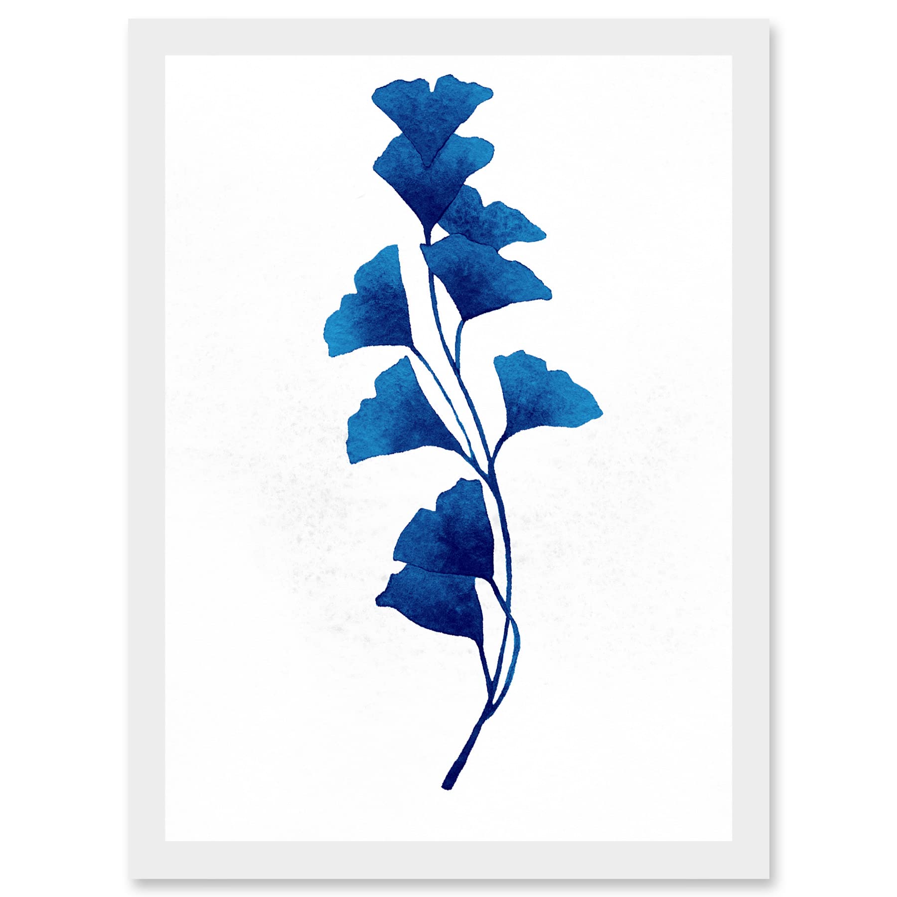 Wee Blue Coo Navy Blue Watercolour Flowers Artwork Framed Wall Art Print A4