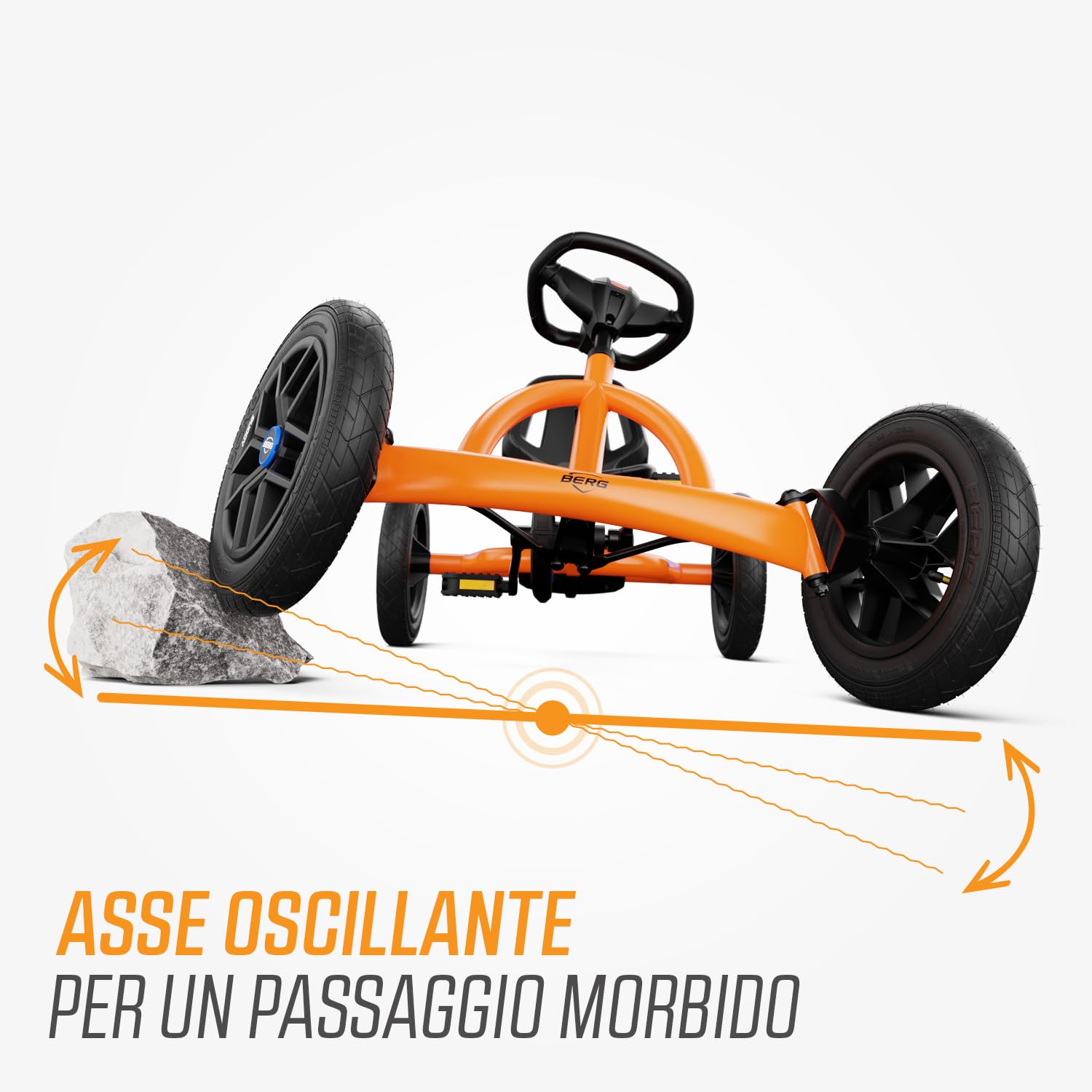 BERG Karting Buddy B-Orange | Kart a Pedali, Go-Kart, Sedile Regolabile, Ruote Gonfiabili, Kart a Pedali per Bambino, Bici e Veicolo per Bambini 3-8 Anni