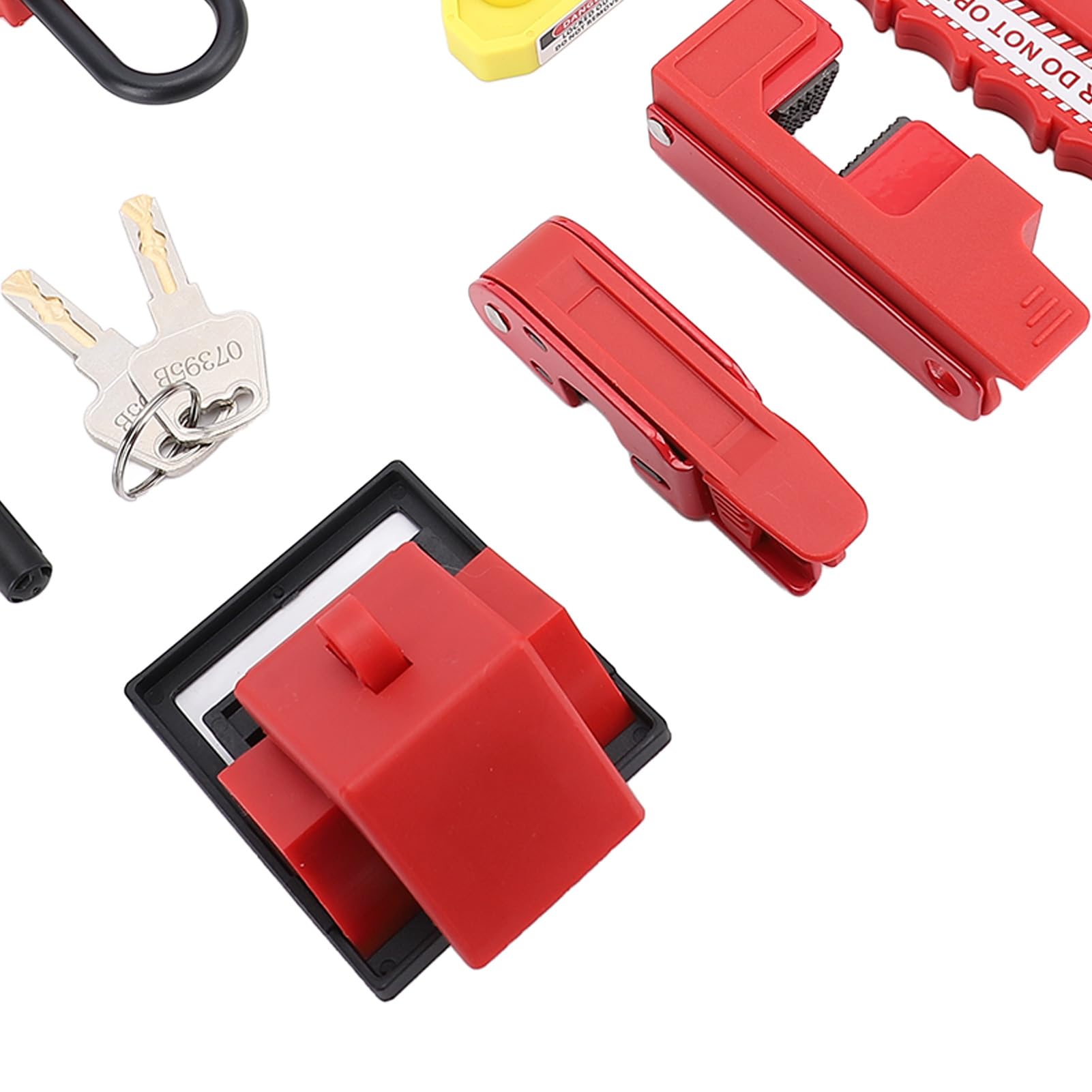 Hyuduo Kit de Etiquetado de Bloqueo Eléctrico, Material de Nailon PA, Dispositivo de Bloqueo Seguro de Disyuntor con Cerrojo y 8 Cerraduras para Maquinaria Industrial