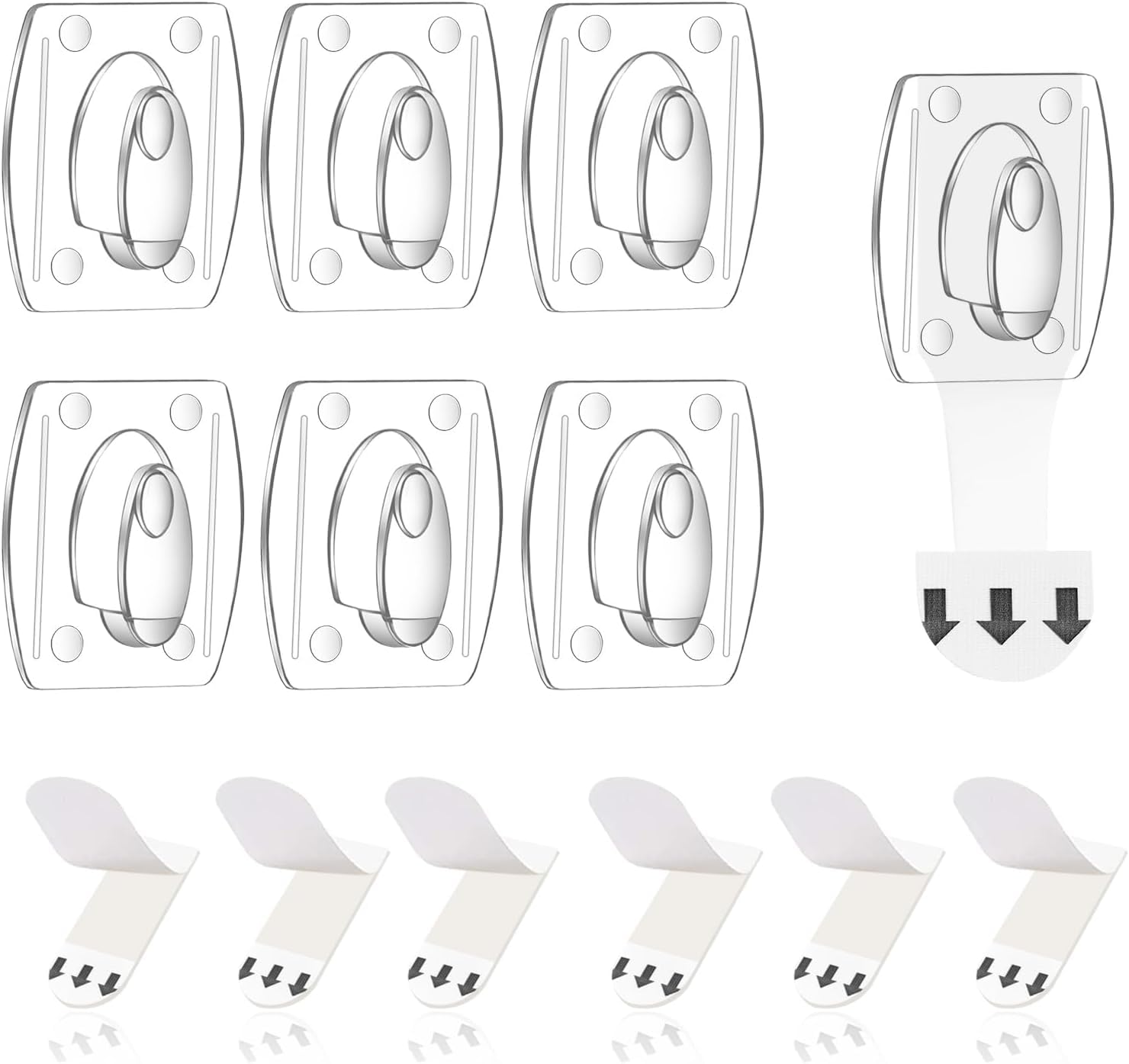 Adhesive Strips, Clear Mini Light Clips, Strips Hooks, Small Self-Adhesive Hooks, Indoor Christmas/Festival Decoration,Hooks (Clear, 20 Mini Light Clips)