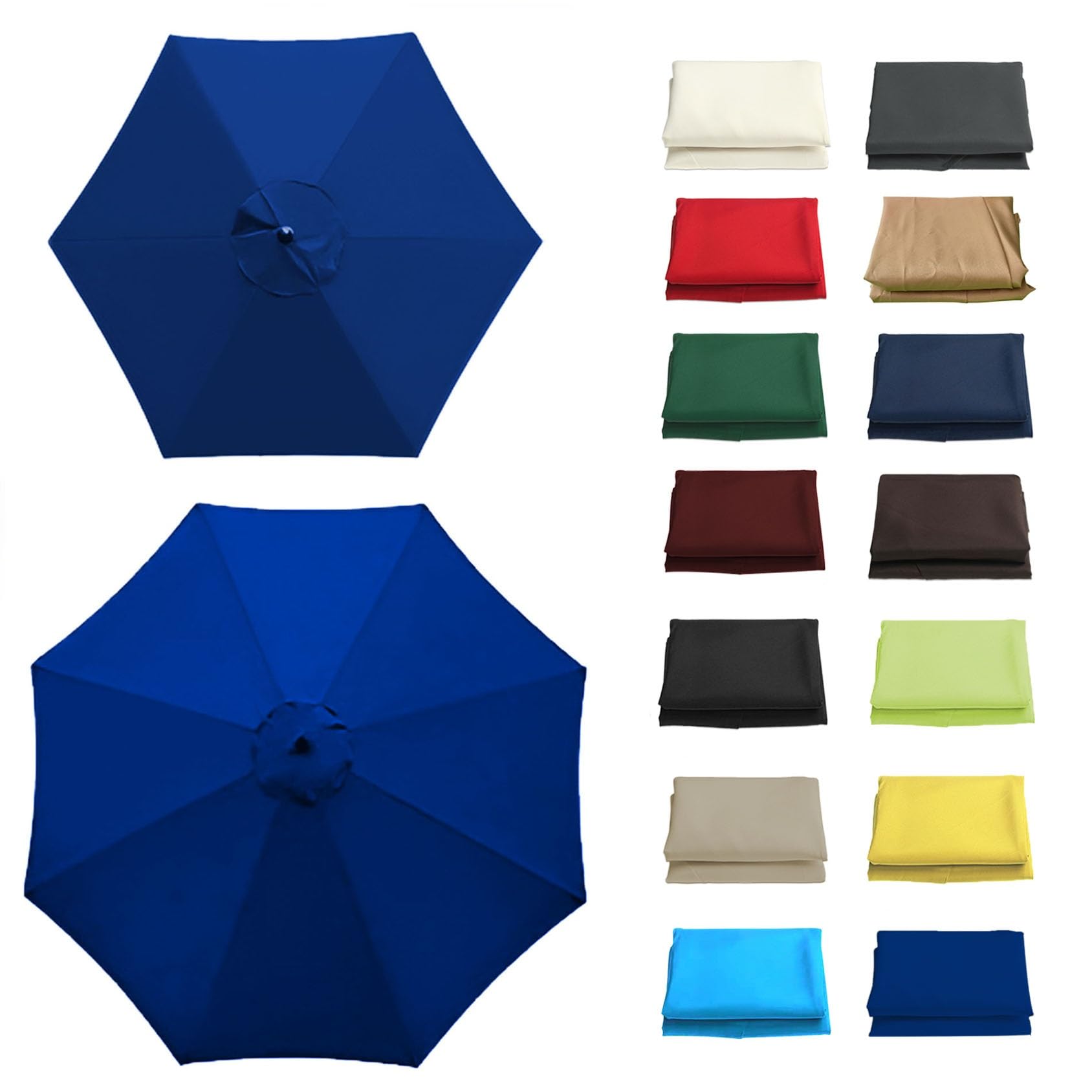 GZDXBF Round Umbrella Canopy Replacement 6 Ribs/8 Ribs, Replacement Parasol Fabric Cover For Outdoor Sunshade Rainproof, Polyester, 200cm 270cm 300cm(Color:Royal blue,Size:6 ribs: 3m/9.8ft) — image 1