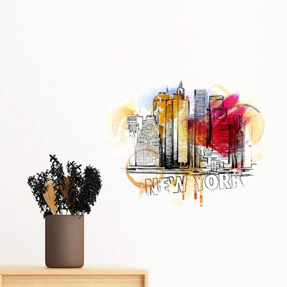 Sticker New York pour mur abîmé papier peint amovible chambre ado créative