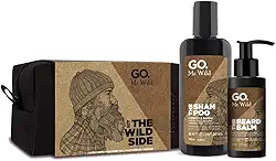 Kit Necessaire Go Man linha Mr Wild - Shampoo + Balm de Barba + Necessaire de nylon exclusiva feita a mão, excelente presente