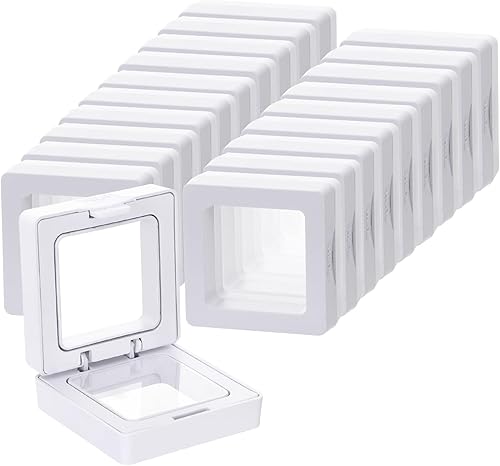 Miniatura 8 de sdoot Soporte de exhibición de marco flotante 3D negro, 20 piezas de vitrina de monedas, marco de monedas de silicona de 2.8 x 2.8 x 0.8 pulgadas,