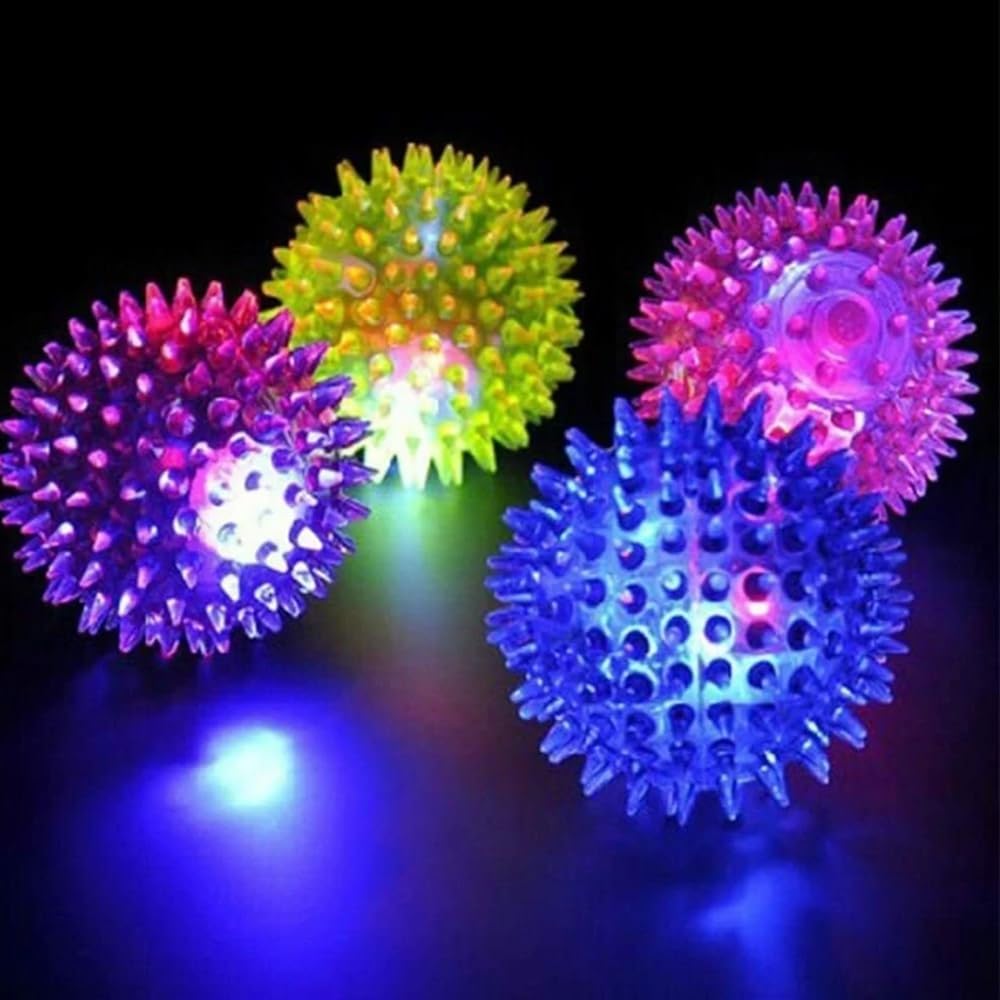 TOYZ Plant Toys Light up Squeaky Sound Spikey Rubber Ball Light up LED Spiky Ball Strobe Flashing Lights Sensory Toy Builder Blinking Sensory Bouncy Ball for Kids and Adults (Pack of 3)-image-49