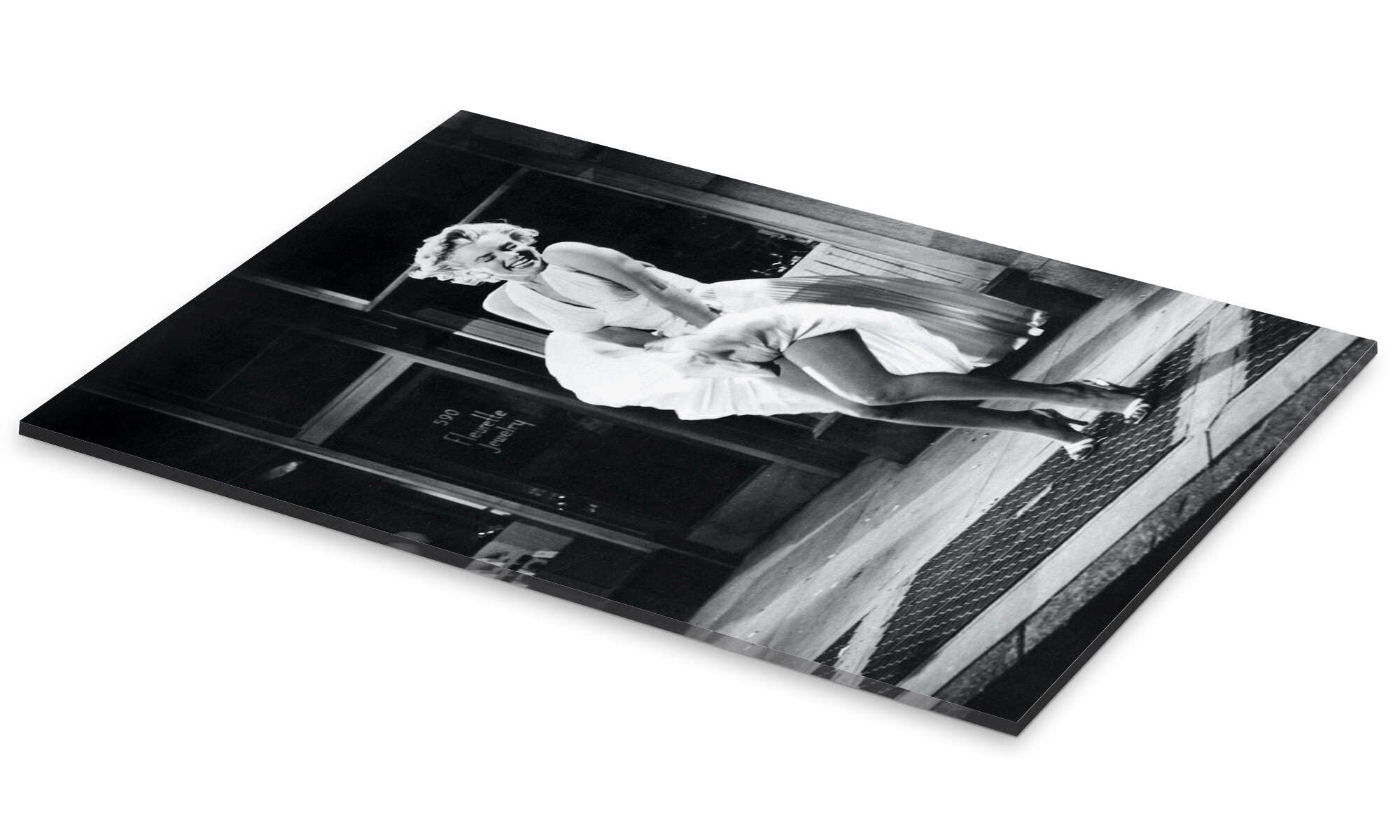 Posterlounge Marilyn - The Seven Year Itch iconic pose Acrylglasbild | 60 x 90 cm von Celebrity Collection Schwarz-Weiß Wandbilder Wanddeko