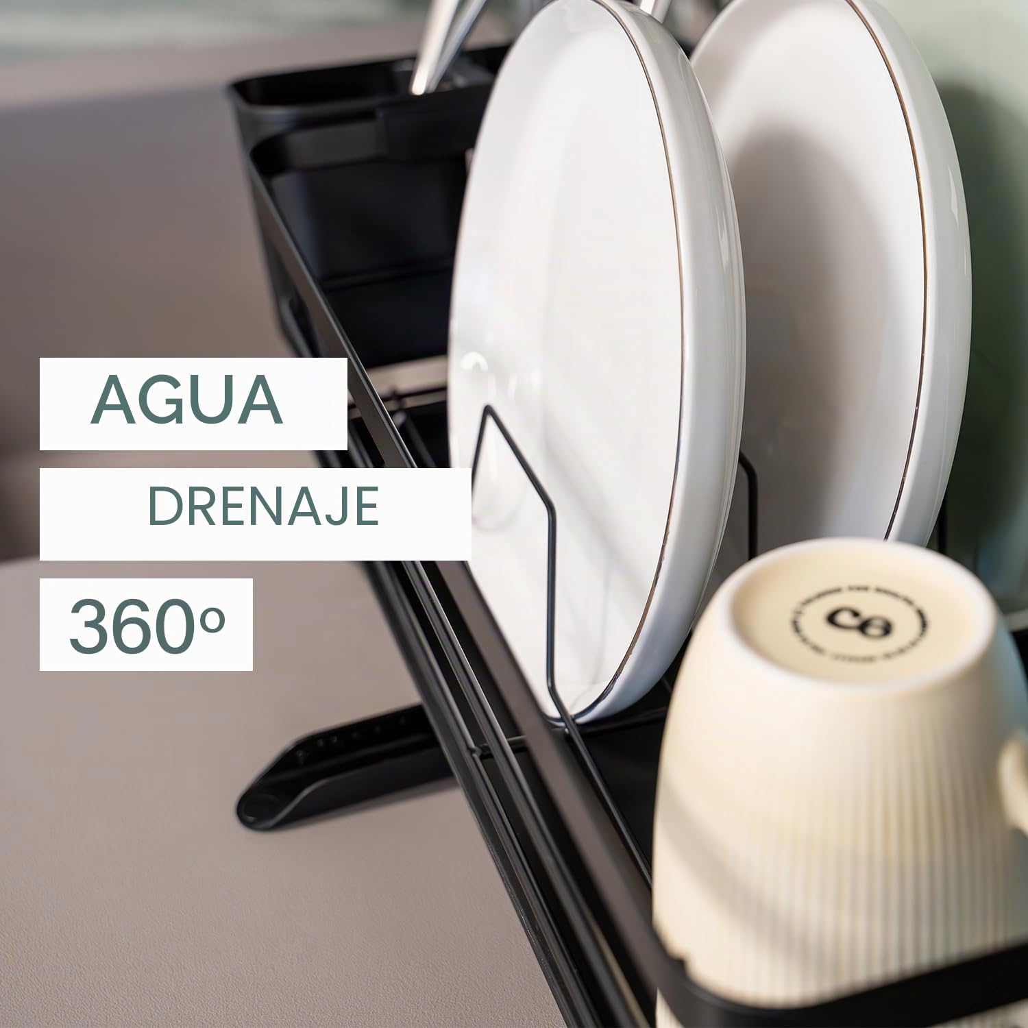 edihome, Escurreplatos sobre Fregadero, Escurridor de Platos, Acero Inoxidable, Bandeja Antigoteo y Boquilla de Drenaje, Drying Rack, para Ollas Cocina, Vajilla, Escorredor de Louça (1 Nivel)