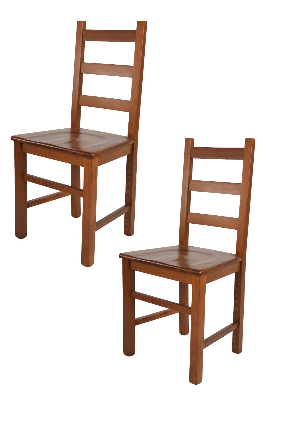 t m c s Tommychairs - Set of 2 chairs Rustica suitable for kitchen and dining room, structure made of beech wood, lacquered in nut color and wooden seat — image 1