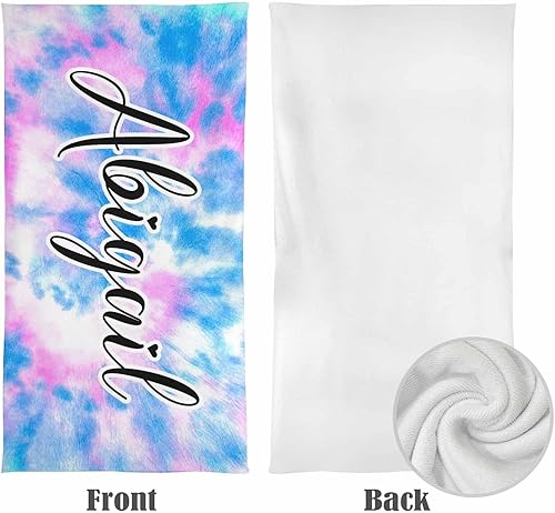 Miniatura 4 de Toallas de playa personalizadas con nombre azul y rosa, toalla de playa de algodón personalizada para niñas, niños y adultos, regalos de verano