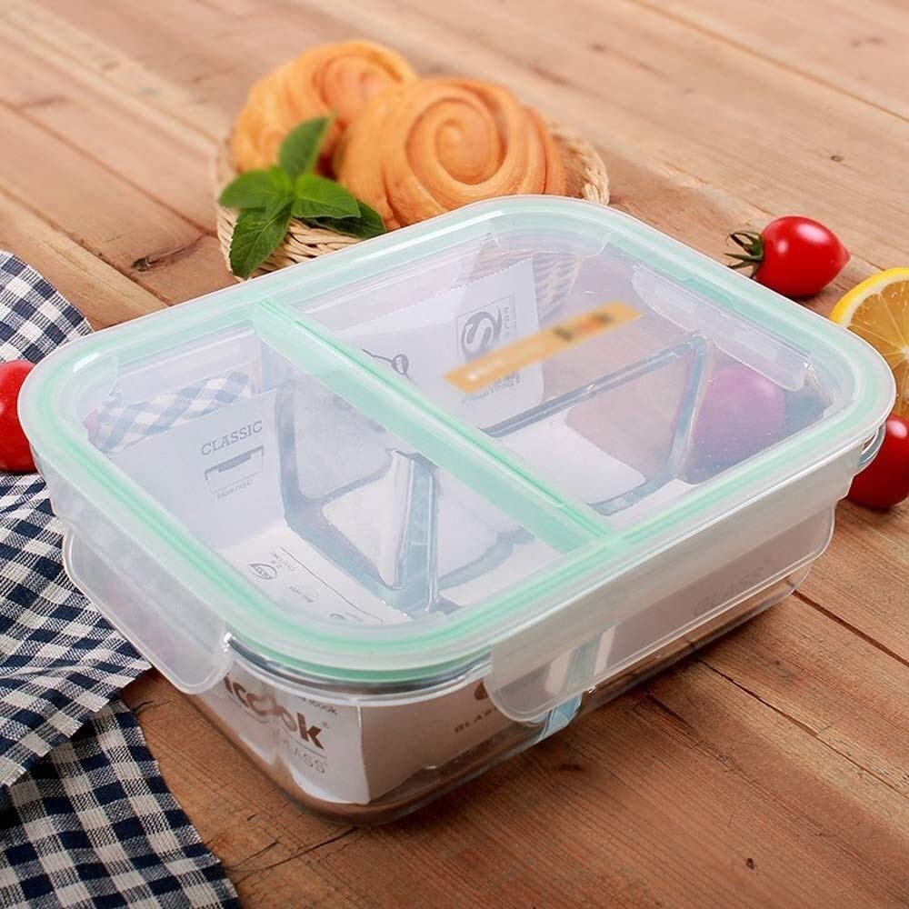 Lunch Box, Bento Box, Contenitore for la conservazione degli alimenti, Lunch Box in vetro for la conservazione degli alimenti, Lunch Box completamente isolato e separato, Il forno a microonde può risc