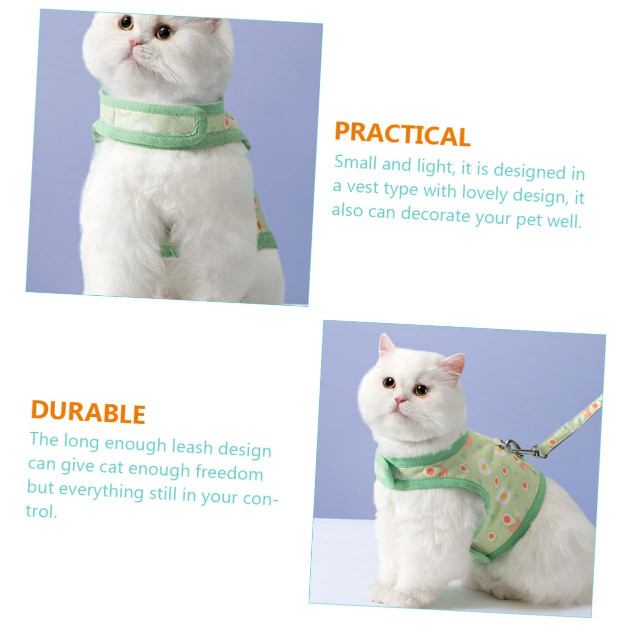 Kisangel 3juegos Arnés De Pecho y para con Diseño De Arnés De Vestido para Gatos y Resistente y para Paseos
