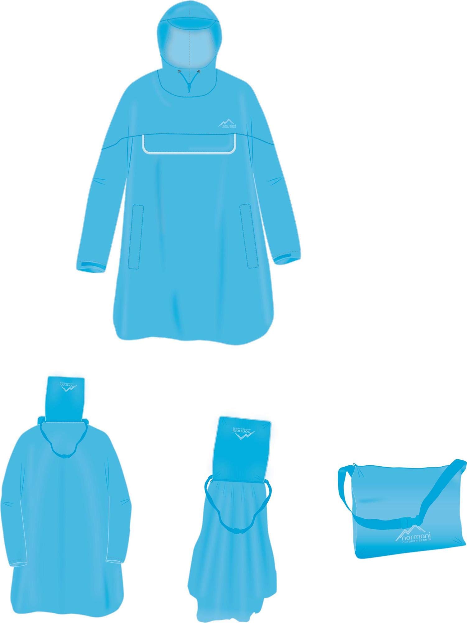 normani Regenponcho mit Ärmeln und Brusttasche für Damen und Herren (S-3XL) -YKK Brusttasche und 3M™ Scotchlite™ Reflektor