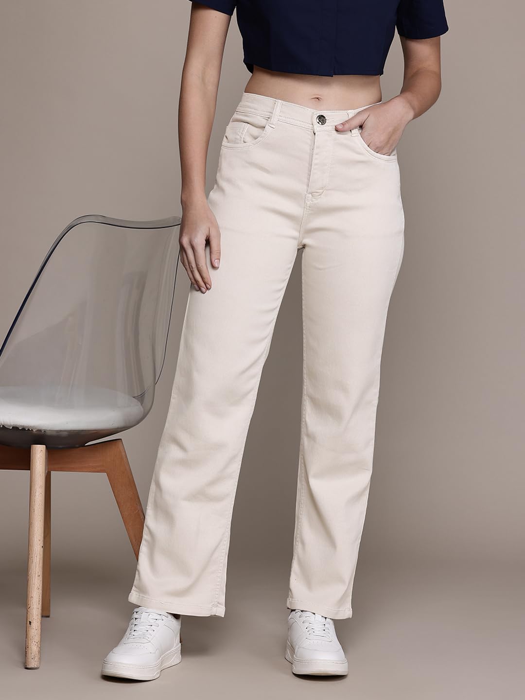 Nifty Women's Denim Straight Fit Boyfriend Jeans (1439_CREEM_28_Cream_28) - Image 2 thumbnail
