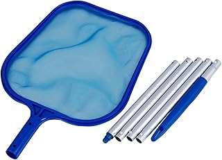yeacher Rede de limpeza de piscina com poste de 45 polegadas Rede de limpeza de piscina com 5 seções de poste de alumínio removível Ancinho de folha de piscina Ferramentas de limpeza profissional de rede