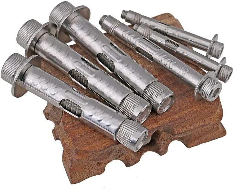 pernos de expansión,pernos de anclaje de pared, Tornillo de expansión interna de acero inoxidable 304 Perno de expansión hexagonal interna M6 M8 M10 M12 (5 piezas) (longitud: 80 mm, tamaño: M12) (colo