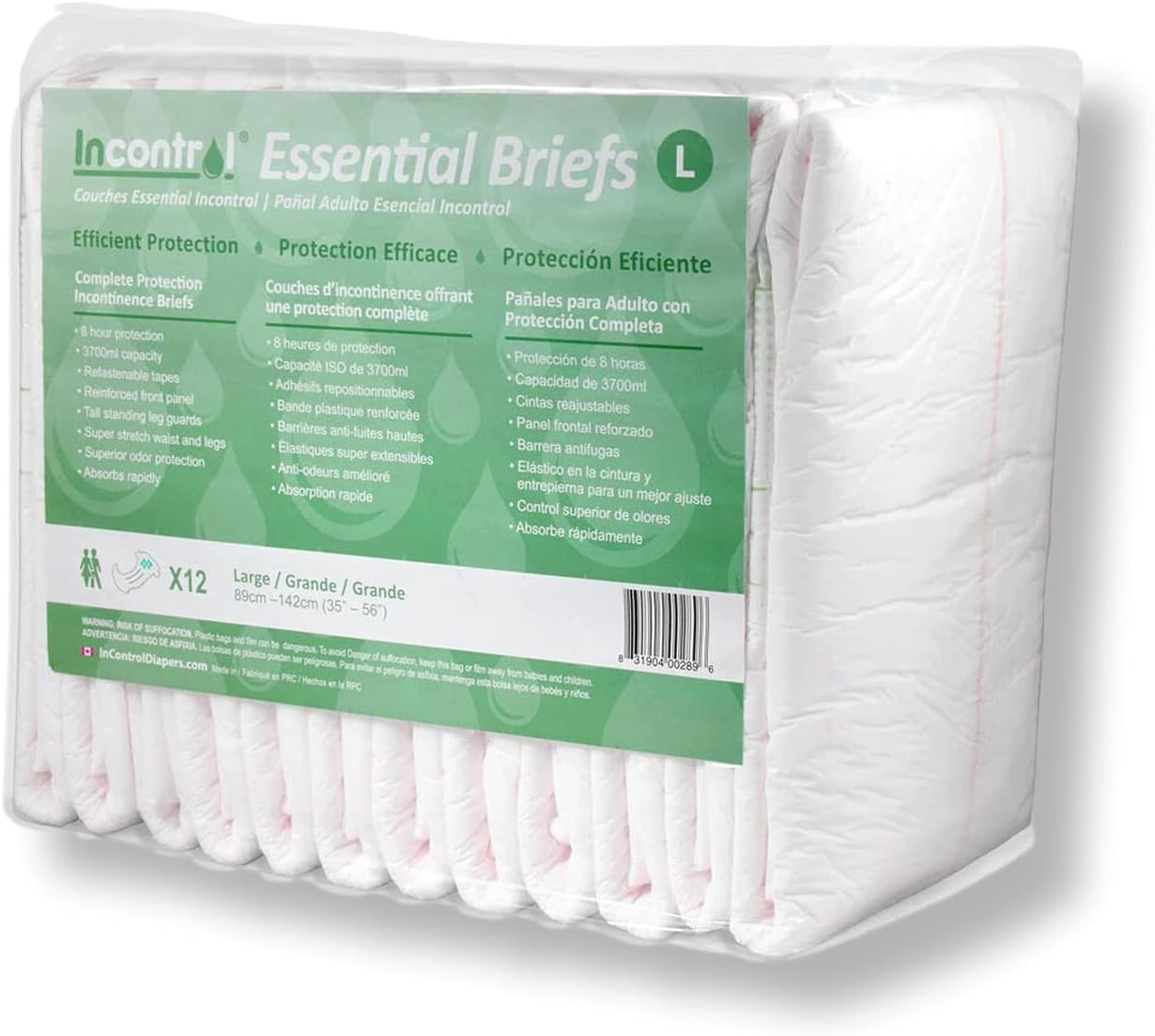 InControl - Essential Incontinence Briefs (X-Large) (12 Count)