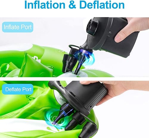 Miniatura 5 de Bomba de aire eléctrica, bombas de colchón de aire de llenado rápido portátiles para cojines inflables con 3 boquillas, infladordeflector de 110 V