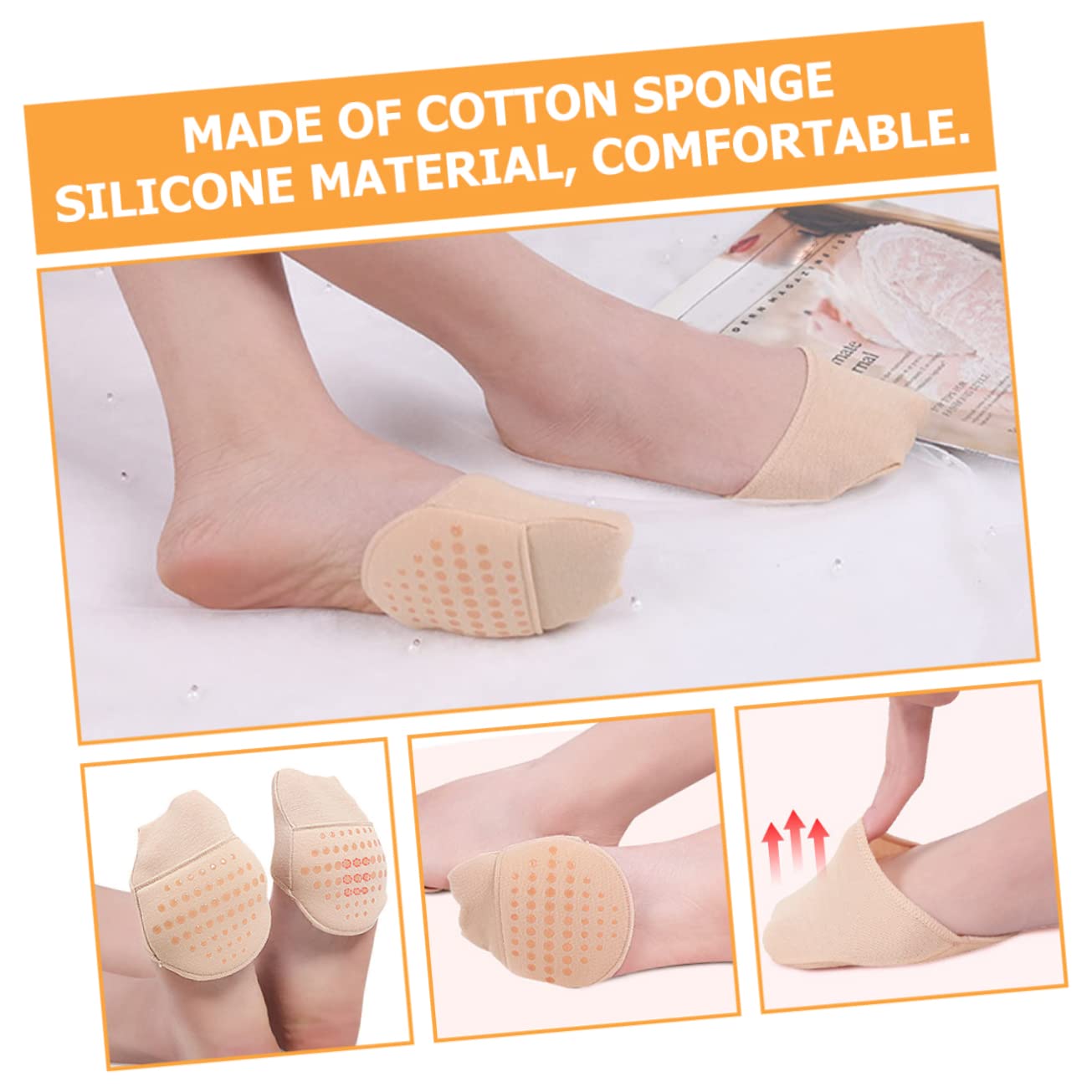 Healeved Sets Grip Socken Damen Vorfußsocken Zehentopper Anti-rutsch Halb Für High Heels Flats Stiefel Paare