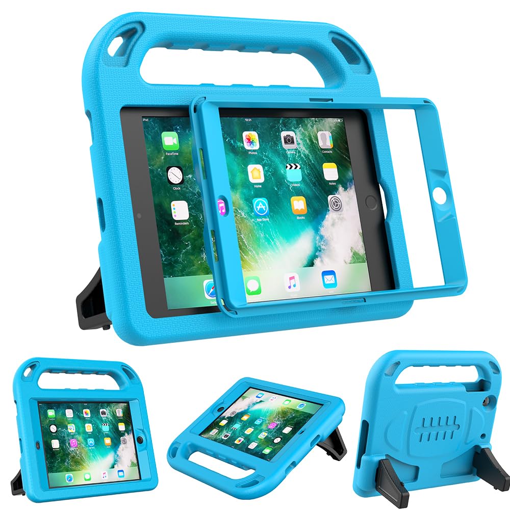 SuromKids Case for iPad Mini 1/ Mini 2/ Mini 3 7.9 Inch- Light Weight Shock Proof Handle Stand Cover with Built-in Screen Protector - Blue