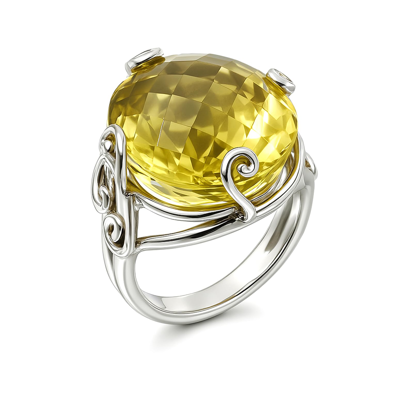 Bague quartz citron en argent durable qui ne ternit pas - 6
